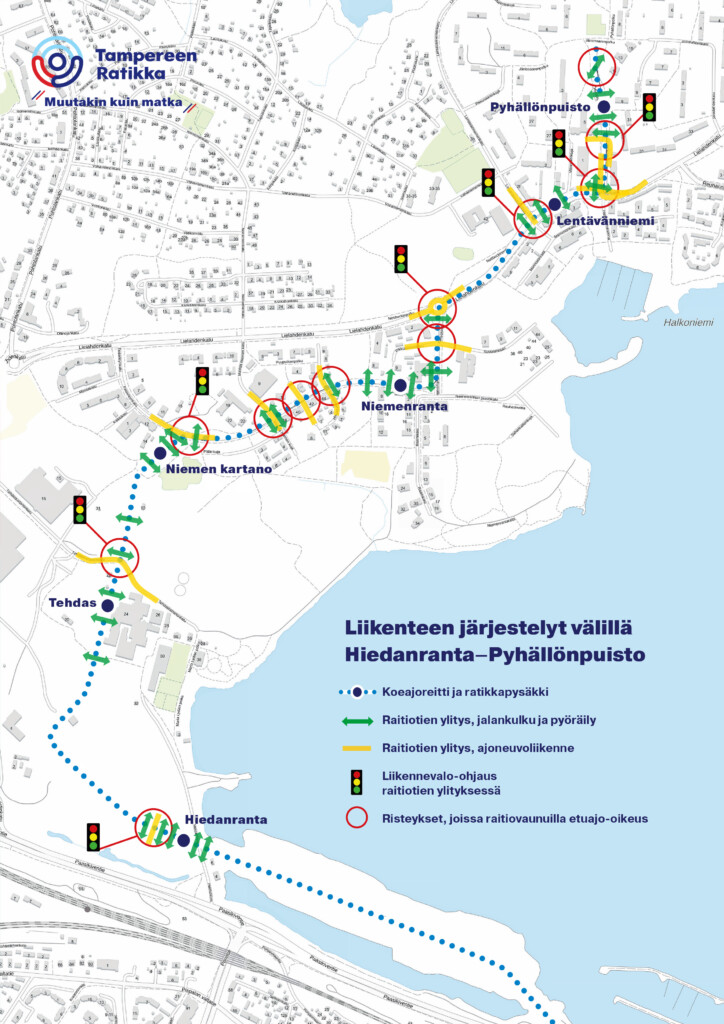 Tampereen Ratikkan liikenteen järjestelyt Hiedanranta-Pyhällönpuisto